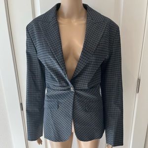 Cedric Charlier blue/white small plaid blazer